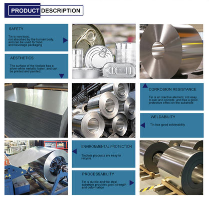 Placas de estaño de espesor de 300-1050 mm para la fabricación de productos alimenticios